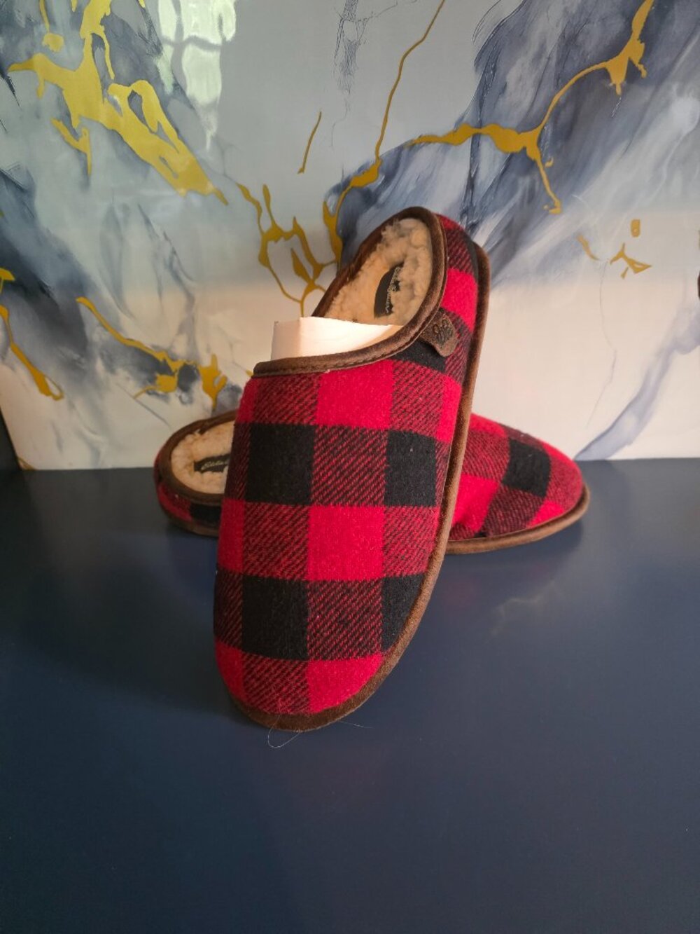 Eddie Bauer Buffalo Plaid Sherpa Slippers NWT Women's L 9-10